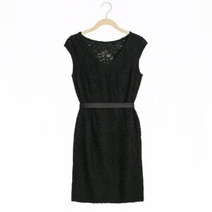 Morilee Madeline Gardner Navy Lace A-Line Cocktail Dress Sz 10 Sleeveless Formal